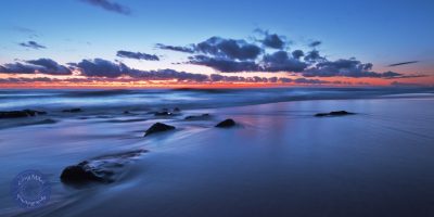 Point Arkwright, sunrise and high tide, Sunshine Coast